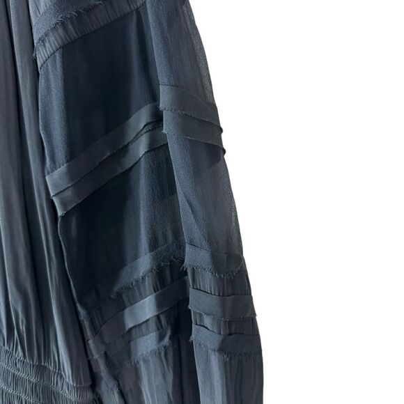 RAMY BROOK Aidan Black Mini Dress Size Medium Silk Blend Long Sleeve - Picture 6 of 13